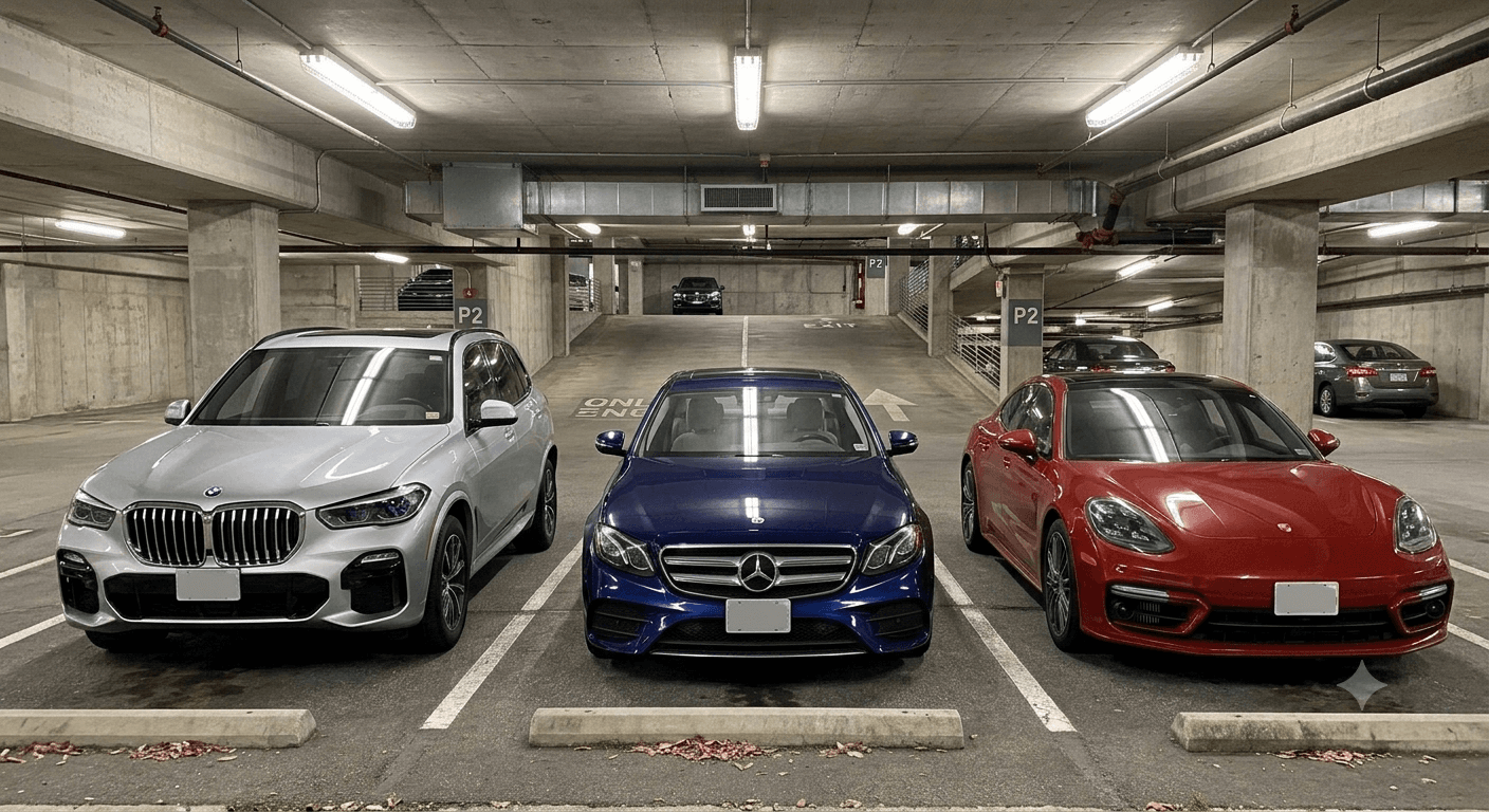 carros estacionados en un parking